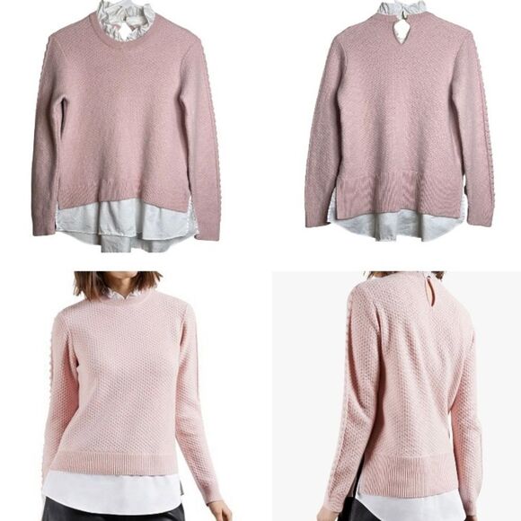 TED BAKER London Teaggan Frill Detail Mockable Light Pink Size 3 - Picture 3 of 13